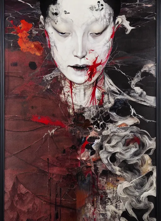 Image similar to death is not mercurial it's patient unlike life, a brutalist designed, gothic, rich deep colours, painted by francis bacon, adrian ghenie, james jean and petra cortright, part by gerhard richter, part by takato yamamoto. 8 k masterpiece.