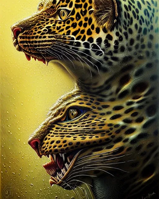 Image similar to a detailed portrait of dreampunk hybrid leopard alligator mix beautiful! water droplets by tomasz alen kopera and peter mohrbacher