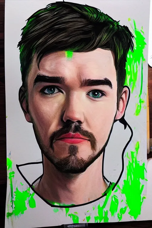 Image similar to Sean McLoughlin, Jacksepticeye, Irish Youtuber, solo portrait, let's gooooo! 🎨🖌️