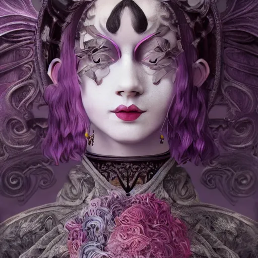 Image similar to picture generation, soft painting curiosities carnival, beautiful cat head hybrid in full long dress, accurate features, focus, very intricate ultrafine details, black white purple volumetric clouds, award winning masterpiece, octane render 8 k hd, tom bagshaw artstyle