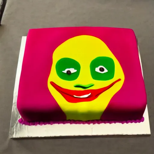 Prompt: a birthday cake in the shape of the joker