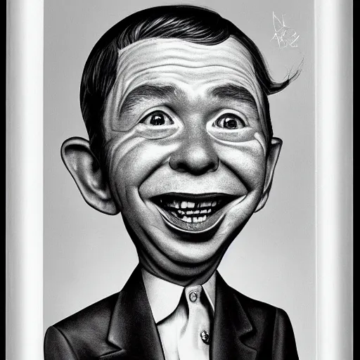 Prompt: portrait of alfred e neuman from mad magazine