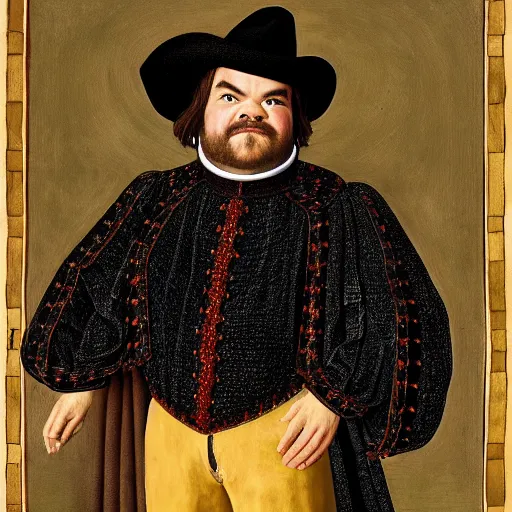 Image similar to Jack Black in the style of Jan van Eyck