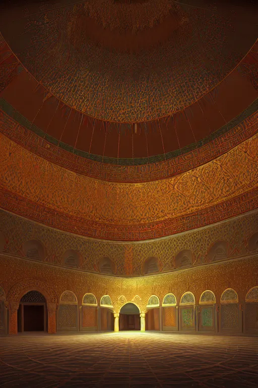 Image similar to detailed paiting of the interior of the Topkapi Palace in Ottoman Empire, cinema4d sparkling volumetric masterpiece by Ross Tran, WLOP, ArtGerm & Anton Fandeev, stunning shaded lighting effects