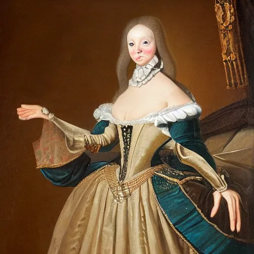 Image similar to humanoid mole rat dressed in 1 7 0 0 s royal attire, oil painting