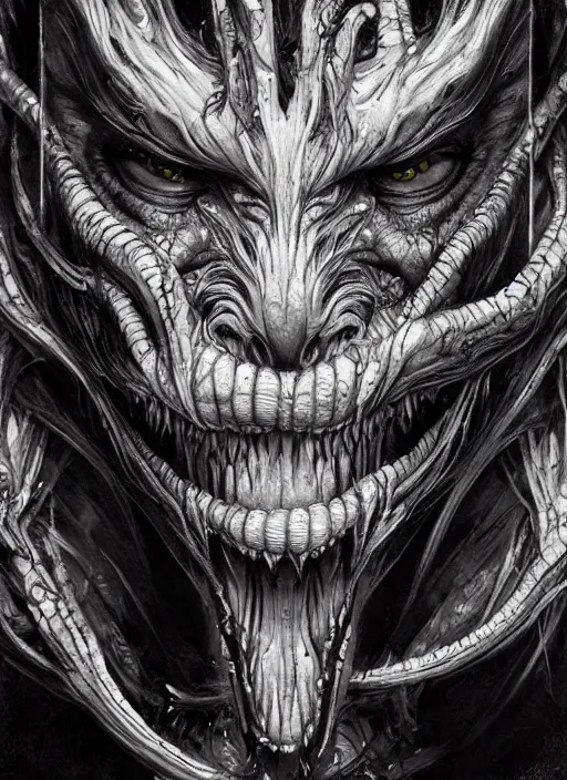 Image similar to a dream portrait of a anthropomorphic dragon spitting fire, black & white, melting, webbing, 8 k, by tristan eaton, stanley artgerm, tom bagshaw, greg rutkowski, carne griffiths, ayami kojima, beksinski, giger, trending on deviantart, face enhance, hyper detailed, minimalist, horror, alien