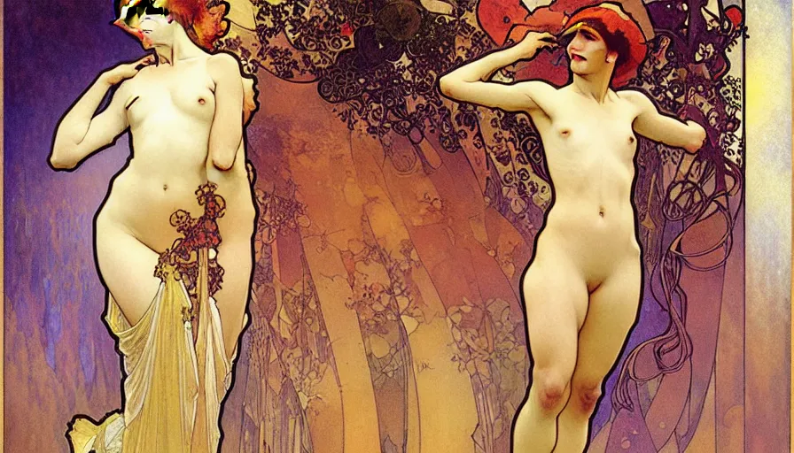 Image similar to the two complementary forces that make up all aspects and phenomena of life, by Alfons Maria Mucha