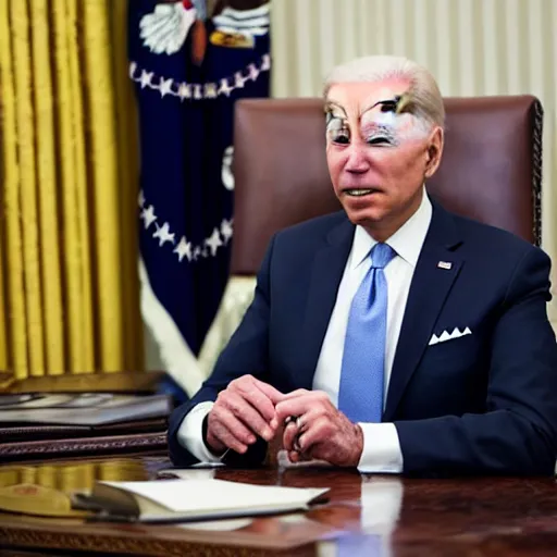 Prompt: 4 k portrait sony a 7 f 2. 8 of president joe biden as a muslim terrorist taliban leader in the oval office