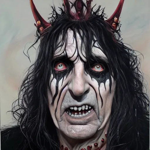 Image similar to a hyperrealistic painting of Alice Cooper as an Elden Ring boss by Zhuoxin Ye,