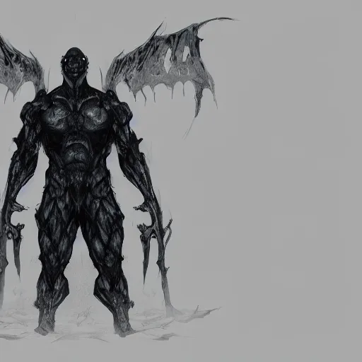 Prompt: dark ominous gigachad entity concept artwork render character looming over you