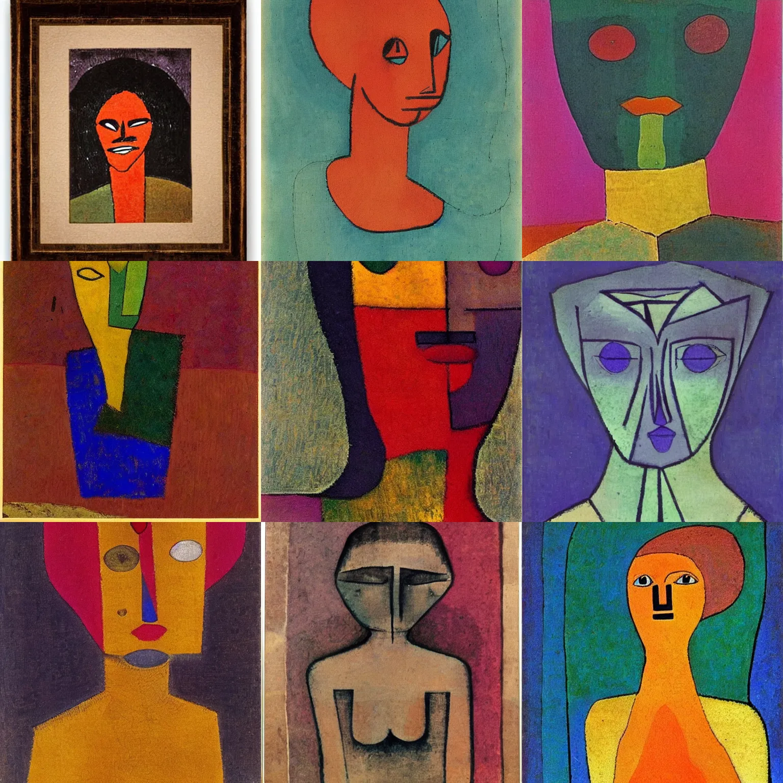 Prompt: beautiful woman portrait, by paul klee