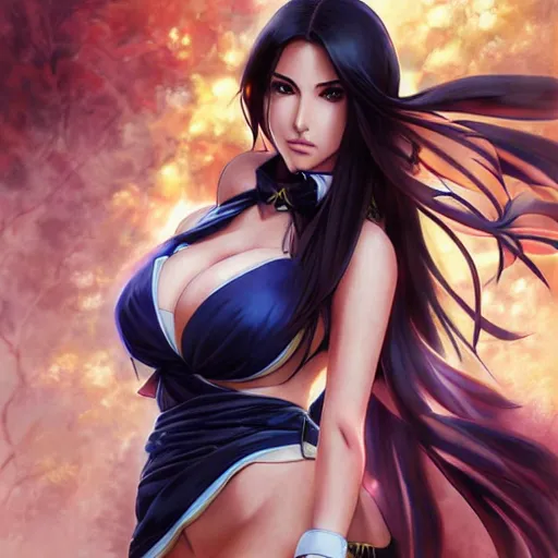 Image similar to anime portrait of sunny leone as a beautiful girl from Ninja Scrolls 1985 by Stanley Artgerm Lau ,WLOP, Rossdraws ,James Jean, Andrei Riabovitchev