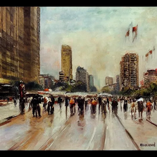 Prompt: avenida paulista painted by eugene boudin