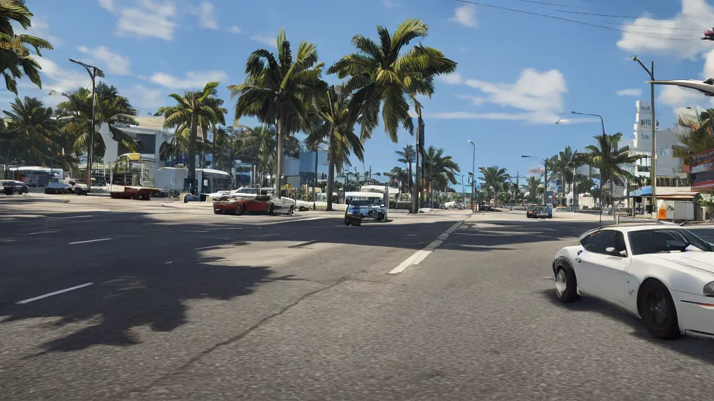 Image similar to Grand Theft Auto 6 set in Miami, unreal engine