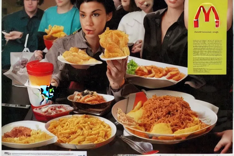 Image similar to mcdonald's acaraje meal, in 1 9 9 5, y 2 k cybercore, advertisement photo