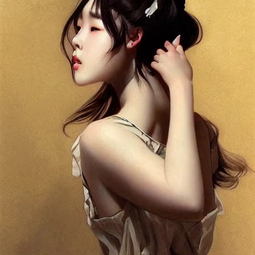 Prompt: IU, Korean Idol, Korean Artist, very detailed, digital art, concept art, studio quality, ethereal, art style by J. C. Leyendecker