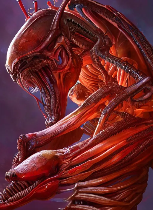 Prompt: xenomorph, monster anatomy, ross tran, vivid colors, anatomical, highly detailed sculpture, intricate detailed, ommatidia, 8 k, cinematic atmosphere, post - processing