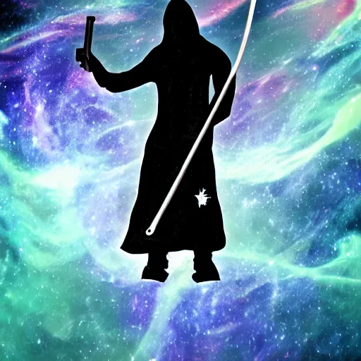 Image similar to the grim reaper holding a scythe doing skateboard tricks through a nebula, detailed, featured