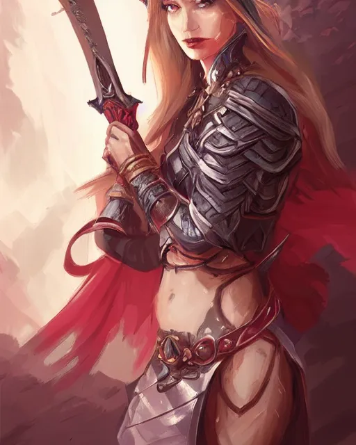 Image similar to a portrait of a female dnd warrior by Ross Tran