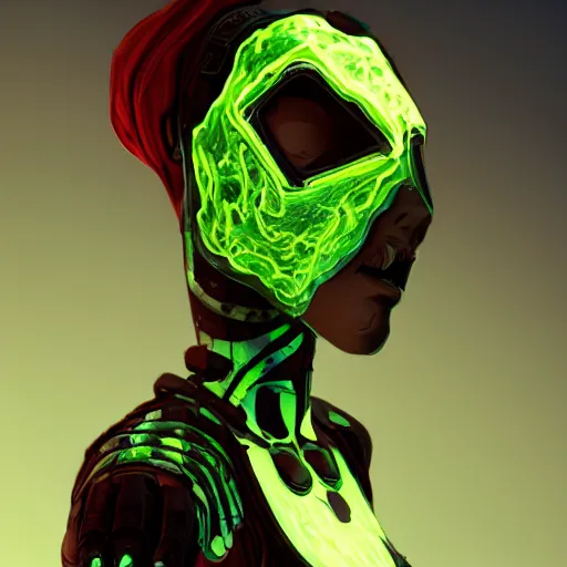 Image similar to cyberpunk fashion, character design humanoid, borderlands 3 style, profile portrait, concept art character modeling, body made of green lava and fire, marvelous designer, z brush, maya, digital 3 d, 4 k, epic size, epic scale, ultra detailed digital art, furry art, macro art, deviantart, realistic