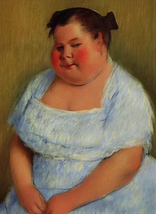 Prompt: vintage beautiful painting of a fat cat in mary cassatt style