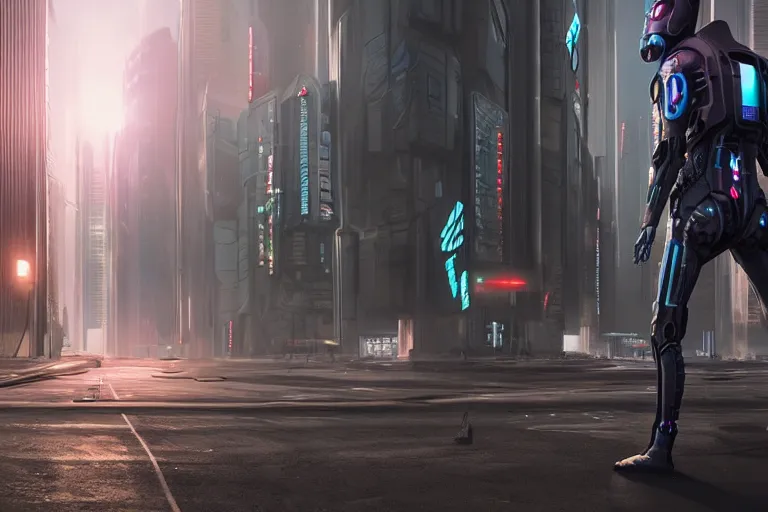 Image similar to cyberpunk alien concept inspired street, futuristic look, highly detailed body, very powerful, photorealistic camera shot, bright studio setting, studio lighting, crisp quality and light reflections, unreal engine 5 quality render