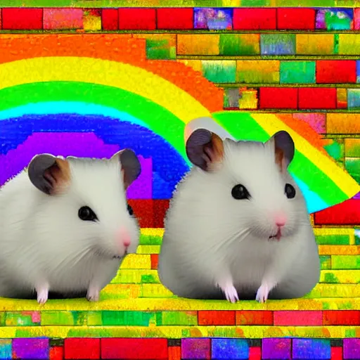 Image similar to hamster made out of rainbow gems, large, blocky, 8 k hd