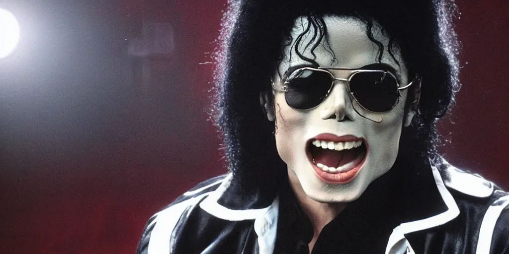 Image similar to michael jackson this is it by himself 2 0 0 9 style wearing shades, studio solo, this is it style, photo real, motion blur, solo, by himself, heroic pose, real life, spotted, ultra realistic face, accurate, 4 k, movie still, uhd, sharp, detailed, cinematic, render, modern