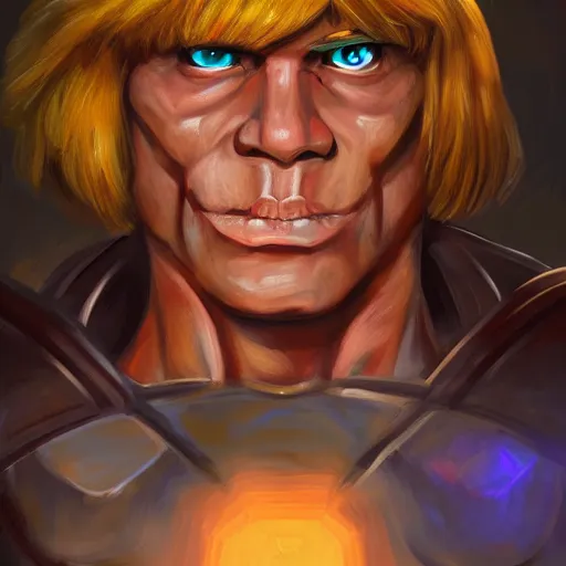 Image similar to portrait painting of he - man, 4 k,, highly detailed, epic lighting