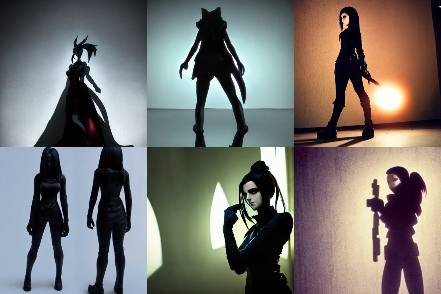 Prompt: Ergo Proxy, full body shot, dramatic backlighting