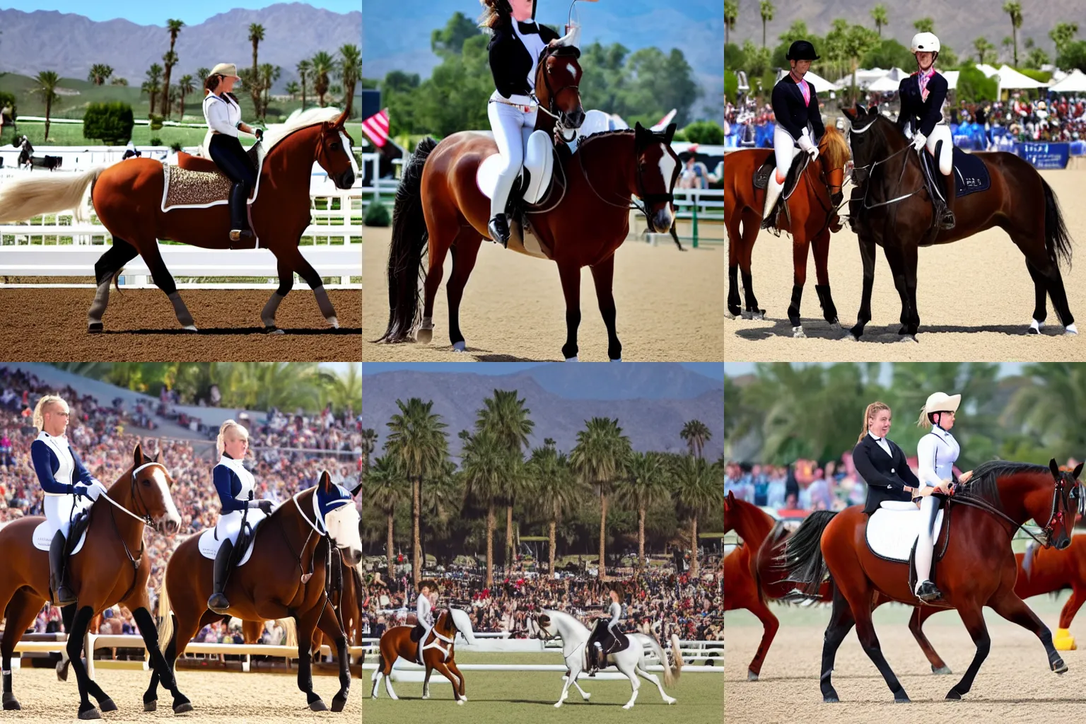 Prompt: equestrian dressage performed at Coachella