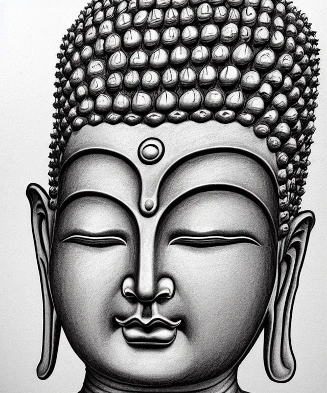 Image similar to buddha high details, masterpiece pencil sketch by mœbius