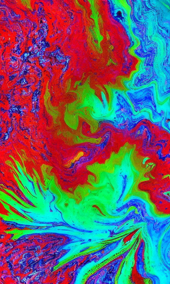 Prompt: photo of marbled fluid, 4k, colorful, neon colors