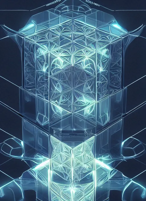 Image similar to symmetry!! product render poster puzzle cube scifi, glowing lights!! intricate, elegant, highly detailed, digital painting, artstation, concept art, smooth, sharp focus, illustration, art by artgerm, unreal engine