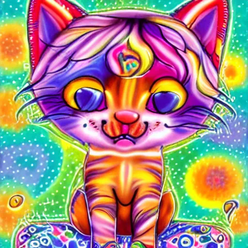 Image similar to An adorable kitten, by Lisa Frank