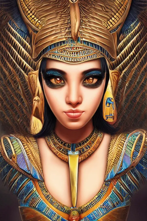 Prompt: a highly detailed beautiful portrait of a egyptian cat god with facial expression / emotion : fear in the style of artgerm.