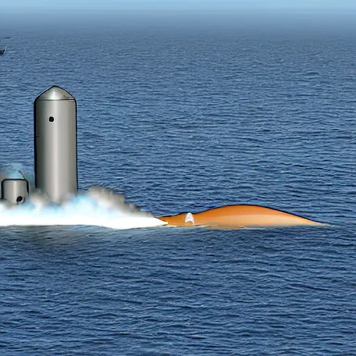 Prompt: create set of submarine launching missiles