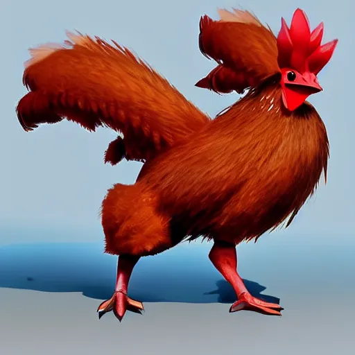 Image similar to a pokemon that looks like a Rooster. A Rooster pokemon. The body is a coconut,Trending on art station. Unreal engine.