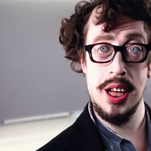 Image similar to sam hyde as the american psycho, cinematic still