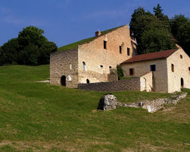 Image similar to roman house on a hill