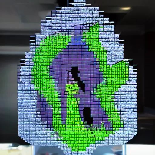 Prompt: pixel art of a glass sculpture