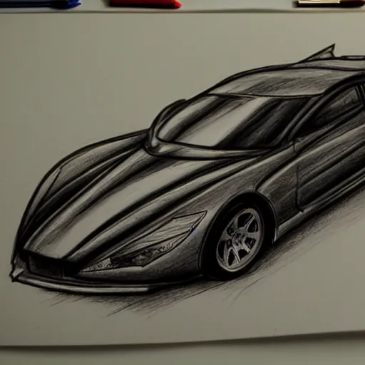 Image similar to ballpoint pen drawing of the batmobile