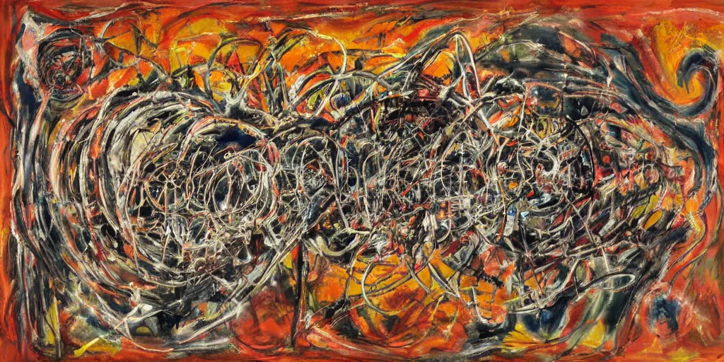 Image similar to biomechanical talisman of mania, power, confusion, madness by maggi mcdonald, jackson pollock, mark rothko, sabina klein