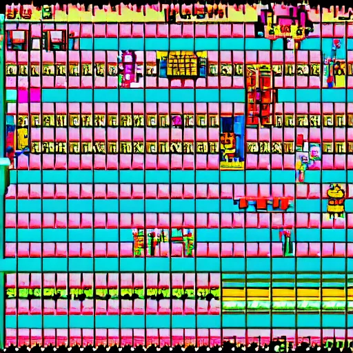 Image similar to smw romhack in Memphis Group 80s retro style