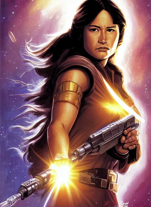 Image similar to jaina solo's face, jedi from star wars legends books, star wars portrait by tsuyoshi nagano cover art japanese