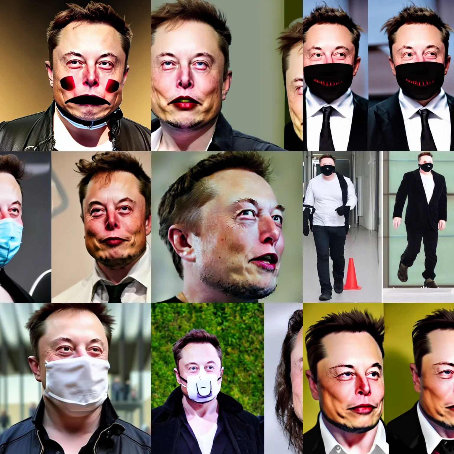 Prompt: elon musk wearing mask with elon musk's face