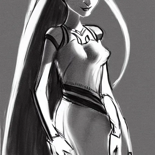 Image similar to milt kahl sketch of victoria justice as princess padme in star wars episode 3