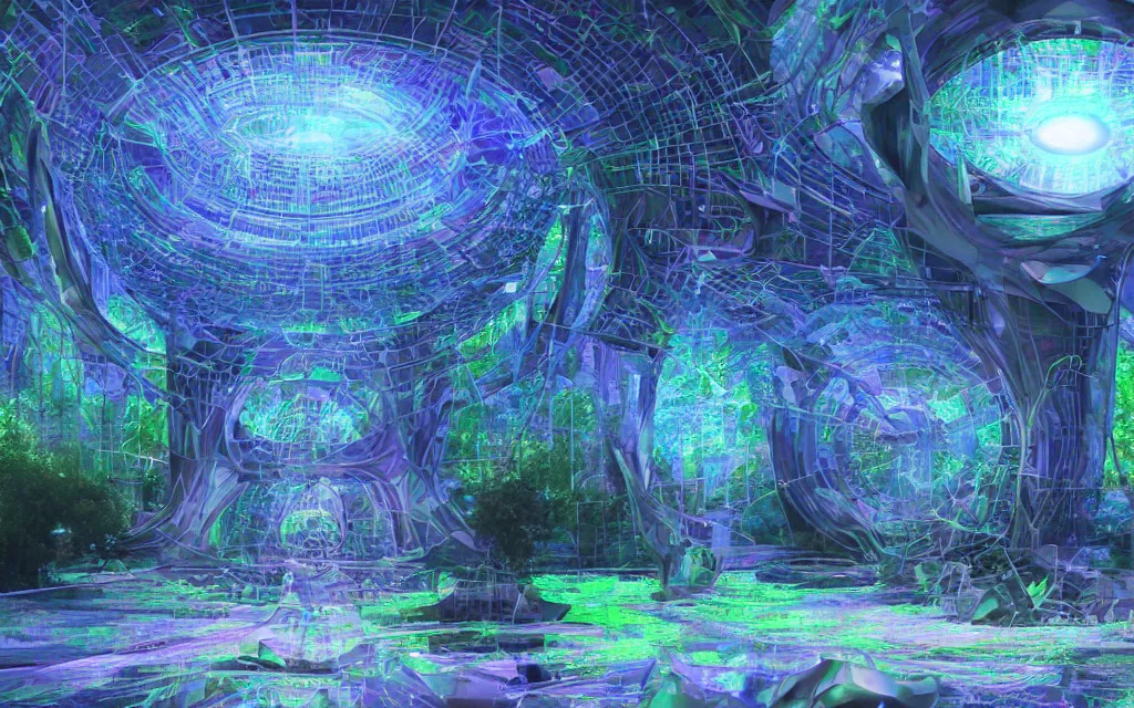 Image similar to oracular vision of a techno - spiritual utopian temple, perfect future, award winning digital art