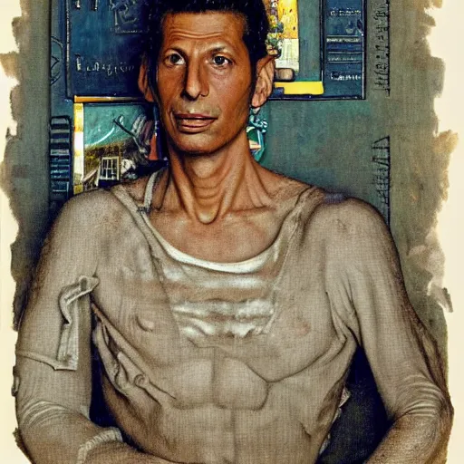 Image similar to Ancient Israelite portrait of Jeff Goldblum by Norman Rockwell