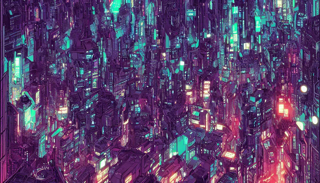 Prompt: colorful!!! blade runner by laurie greasley, tron city by josan gonzalez, akira, ultraclear intricate, sharp focus, highly detailed digital painting illustration, concept art, masterpiece